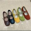 Retro Pleated Round Head Mary Jane Shoes Bow Ballet Shoes Women's Korean Version Versatile Comfortable Versatile Soft Sole Single Shoes