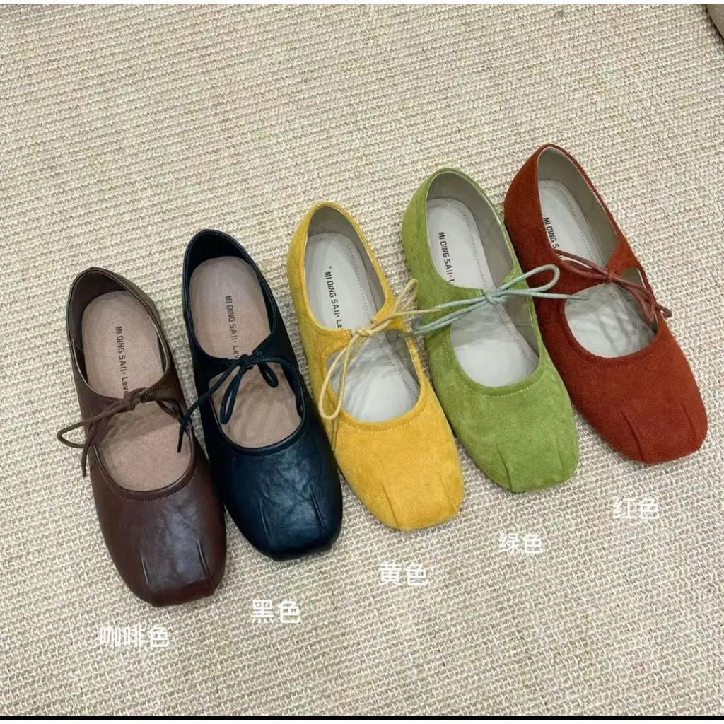 Retro Pleated Round Head Mary Jane Shoes Bow Ballet Shoes Women's Korean Version Versatile Comfortable Versatile Soft Sole Single Shoes
