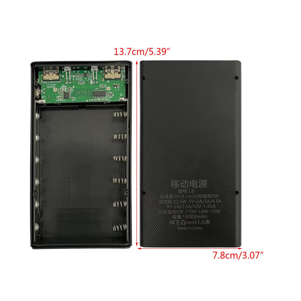 6x18650 Battery Holder Shells Power Bank Case Plastic Shells Charger Power bank Shells Protectors DIY Box Soldering Free