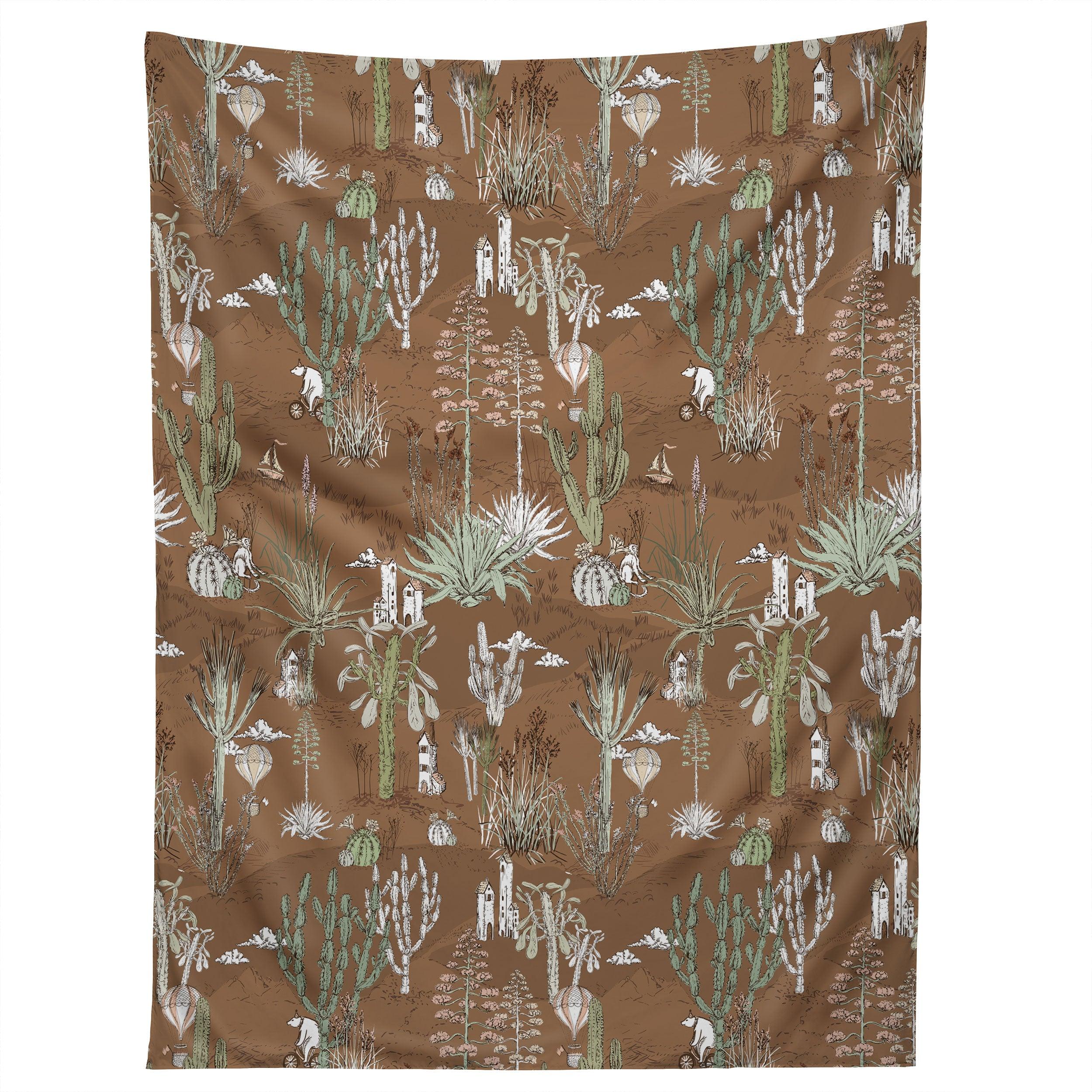 WHIMSICAL CACTUS EARTHY LANDSCAPE tapestry 75x100 чёрный