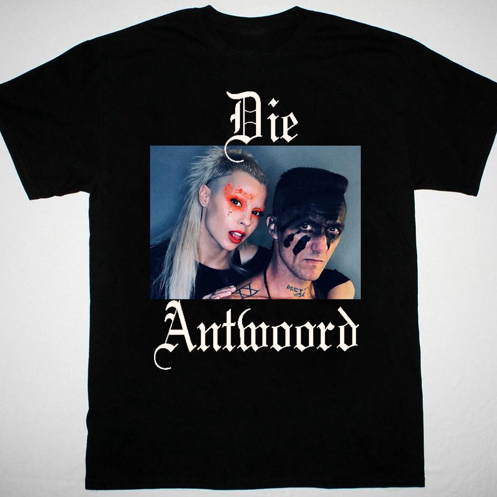 NUOVO CALDO T-shirt nera a maniche corte band Die Antwoord Tutte le taglie