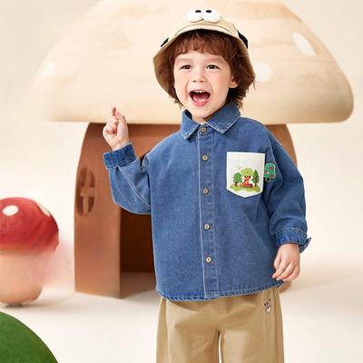 Spring and Autumn New Children's Loose All-match Casual Denim Shirt