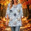 Women's Halloween Print Casual Top, Round Neck, Three-Quarter Sleeve, Loose Fit