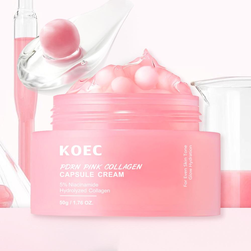 KOEC Rosa Peptid Kollagen Füller Creme Feuchtigkeitsspendend Hydrierend PDRN Gesichtsfeuchtigkeitscreme 50g weniger