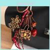 Miu Leather Leopard Print Keychain With Cute Bear And Heart Charm For Fashionable Bag Decor