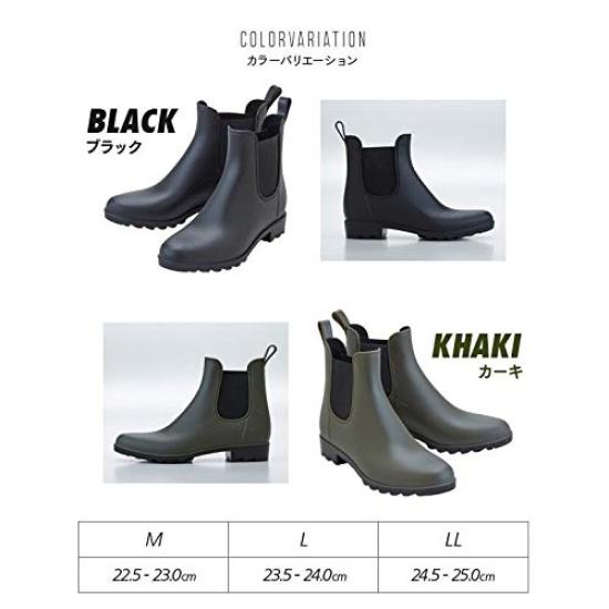 iMedia Side Gore Rain Sizes Waterproof and and Suitable for All Weather Conditions Women's Boots, LL24-24.5cm (Black), Water-Repellent, Lightweight,