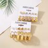 6 Stück/Set Vintage Goldfarbene Gedrehte Creolen-Ohrringe Set Für Damen Minimalistischer Metall-Herz Geometrischer Klobiger Ohrring Schmuck