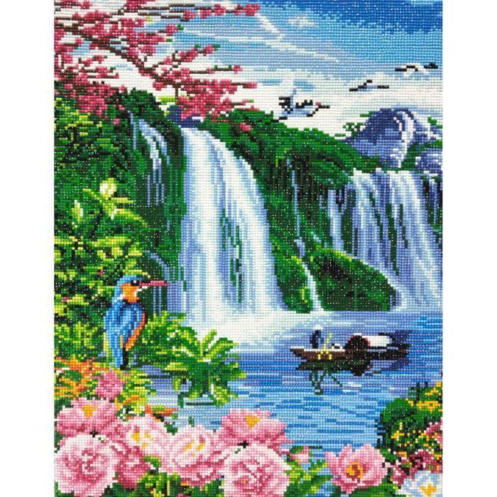 Kit tableau broderie diamant 40x50cm Cascade Multicolore - Assort.