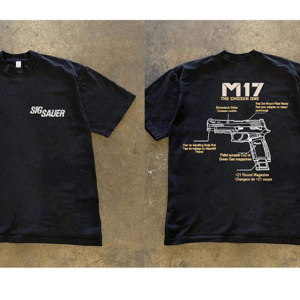Футболка мужская с рисунком Sigsauer M17 из 100% хлопка, отводящая пот, дышащая, высокого качества, повседневная, для свободы движений