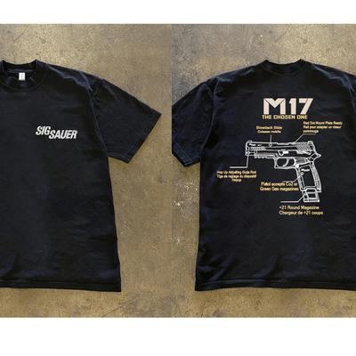 Herren Grafik in Sigsauer M17 T-Shirt 100% Baumwolle Schweißableitend Atmungsaktiv Hohe Qualität Lässiges T-Shirt für einfache Bewegung