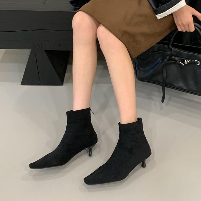 Fashion Baolamos Winter New Brand Women Short Boots Fashion Pointed Toe Ladies Elegant Ankle Boots Thin High Heel Dress Pumps Shoe