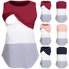 Ženy Pohodlné kojení Těhotné Kojení s kulatým výstřihem Bez rukávů Pruhované Gravida Oblečení Těhotenské košile