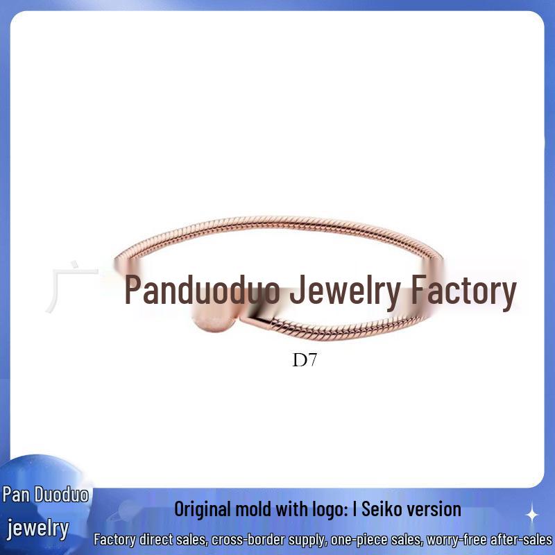 Panjia Dora S925 Versilbertes Schlangenkettenarmband mit Rundverschluss für Damen