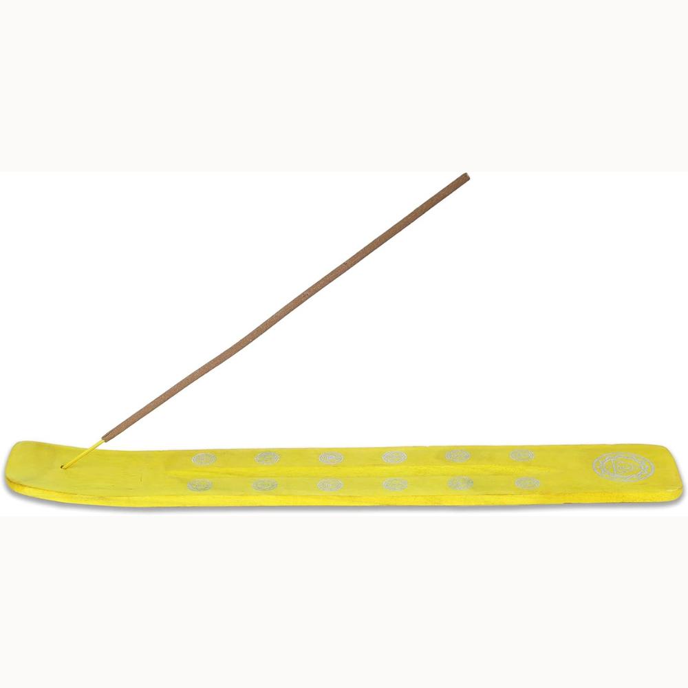 

Bless-International Традиционная-ручной-работы-курильница-деревянная-держатель-палочки-благовоний-подставка-уловитель-золы-для-ароматерапии-медитации-йоги (Позитивный желтый) One Holder