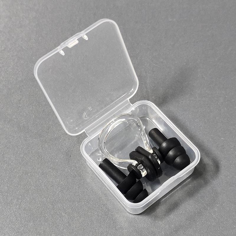 Nose Clip Earplug Set with Soft Silicone Three-layer Waterproof Swimming Equipment