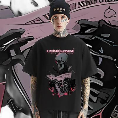Skull O-Neck Loose Oversized Tshirt Retro Harajuku Men's T-shirt Printed Rap Style Shirt Fashion Street Tee Frivolous T Shirt