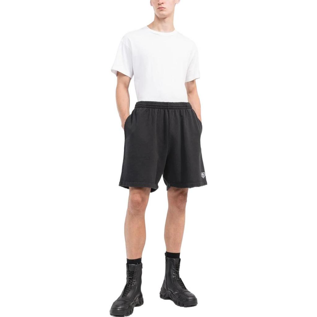 Balenciaga BB Paris Icon Casual Shorts Men's Black Moderate 676137TMVG69034