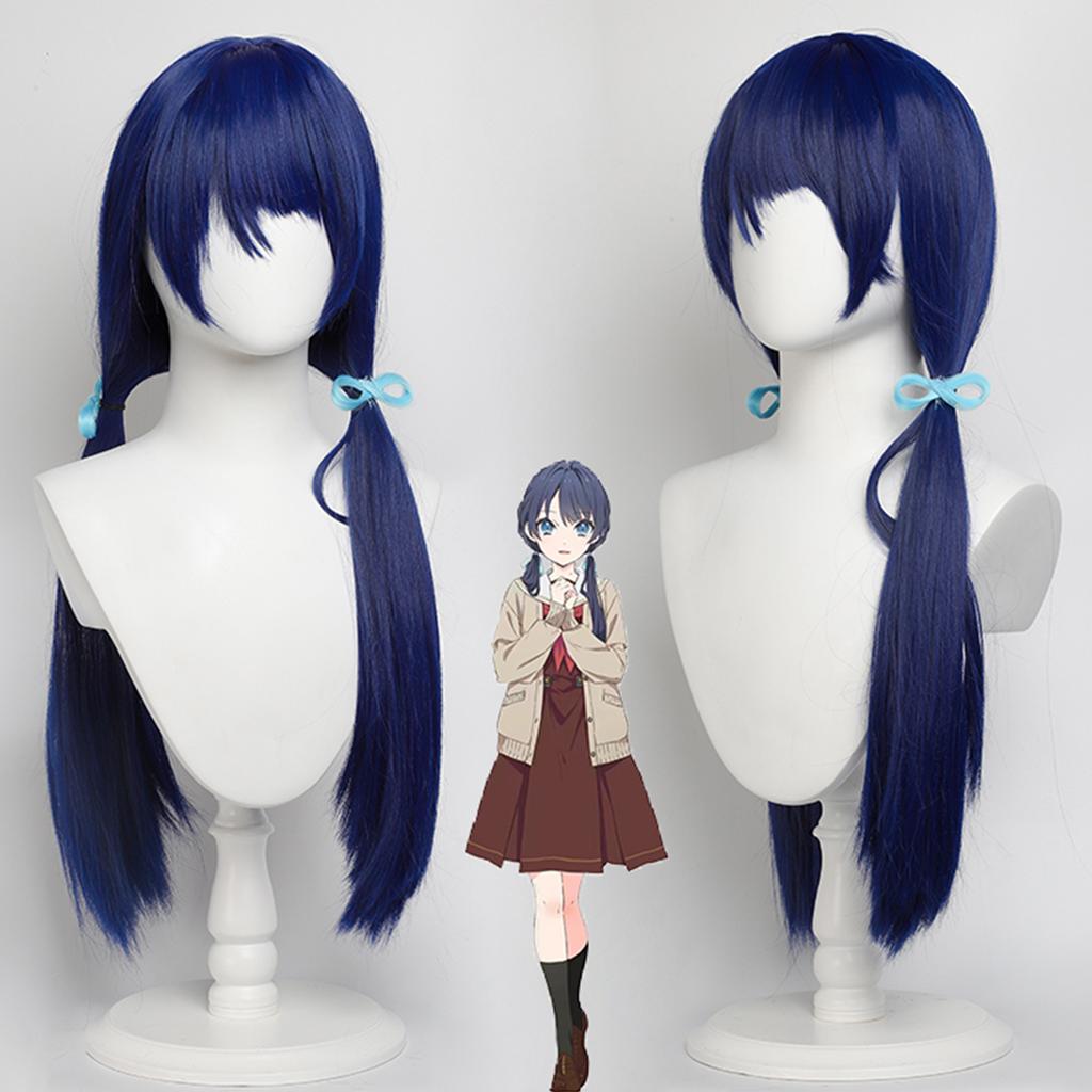 Cosplay Wig Murano Sayaka 75cm Straight Anime Wig Girl Love Live! Superstar! Double ponytail wig purple Synthetic Wig with Bangs