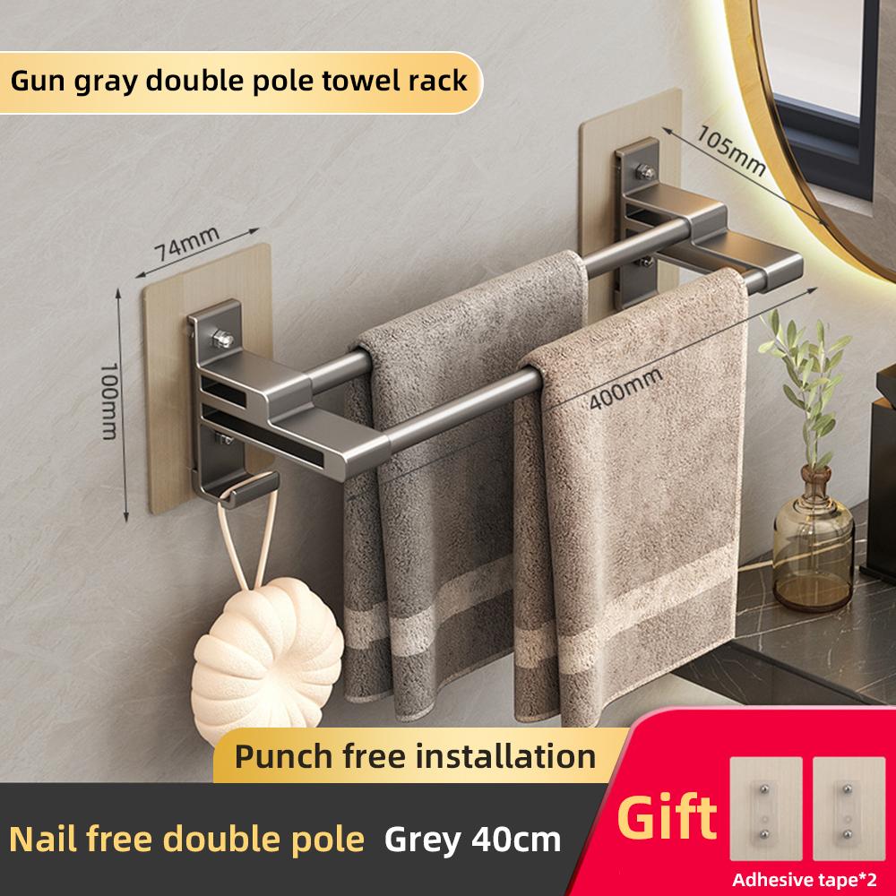 Portasciugamani da Parete Portaoggetti da Bagno Senza Foratura Barra Orizzontale Portasciugamani Cucina Accessori Bagno