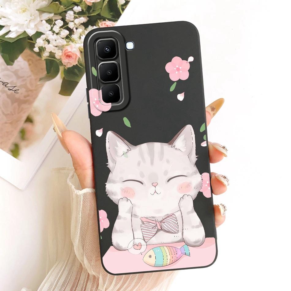 For Infinix Hot 70 X6895 Cute Cat Flower Cartoon Phone Case For Infinix Hot70 Soft Silicone Covers Bumpers