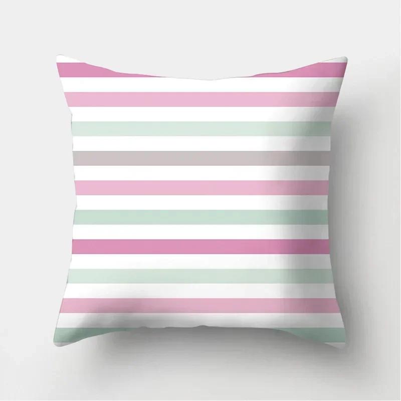 Flower Print Decoration Cushion Cover For Wedding Polyester Throw Pillowcase Stripe Sofa Home Decor Party Diy Pillowcover