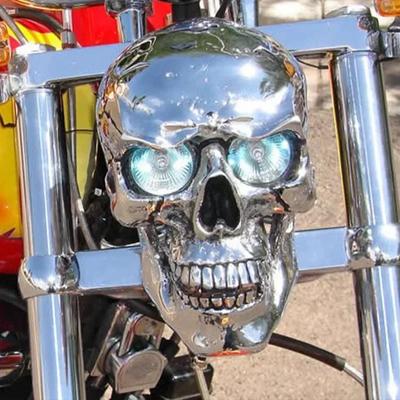 Luminous Skull LED Light Motorcycle Skull High Low Beam HeadLight HeadlLamp Resin Pendant Motorbike Halloween Decoration