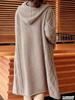 Monoa Hooded Long Size F Women's Cardigan, Sleeve, Low-Gauge Knit, Buttonless, Beige, n1587,
