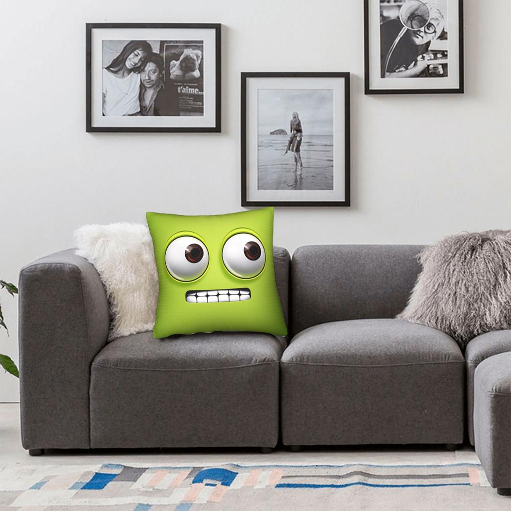 Cartoon Face Meme With Two Eyes Pillow Case Soft Pillow Cover Kawaii Pillowcases For Sofa Couch Bed Living Room