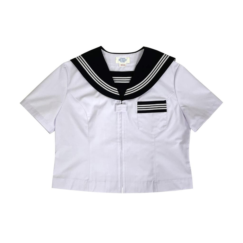 Summer Uniform Sailor Uniform with Open Front and Princess Lines 1366002 Girls 01 White 160A [Bicester Girl]