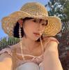 Daisy Raffia Woven Empty Top Hat Children Summer Outdoor Seaside Vacation Sunshade Sun Protection Straw Hat