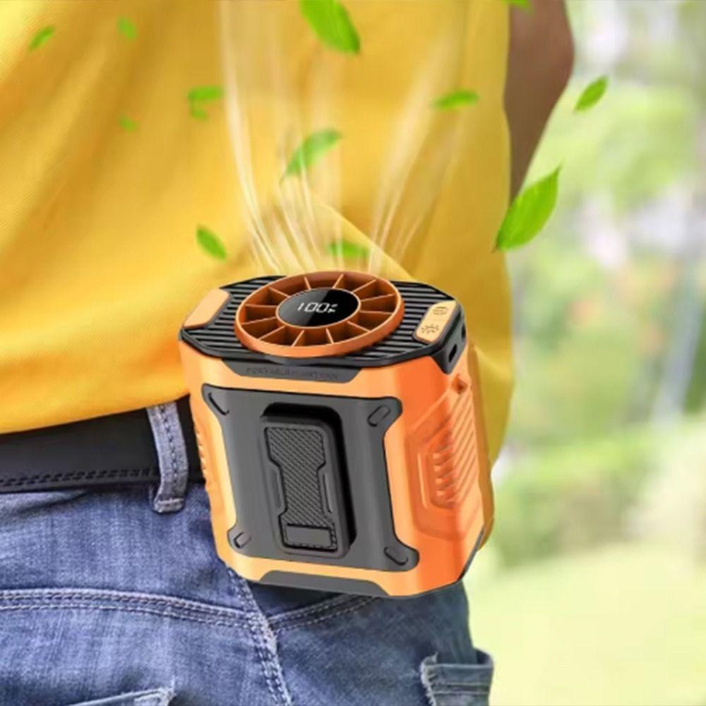 Digital Display Waist Mounted Fan With 100 Speeds Personal Cooling Fan Hanging Neck Fan  Working