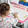 Kids Desk And Chair Set Adjustable Height Study Table Set With Drawer Book Stand Pen Slot Pink