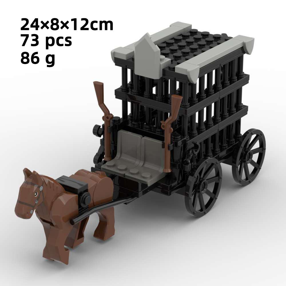 Military Buildings Block Small Particles Medieval Carriage City Chariot Transport Vehicle Weapon Collage Toy