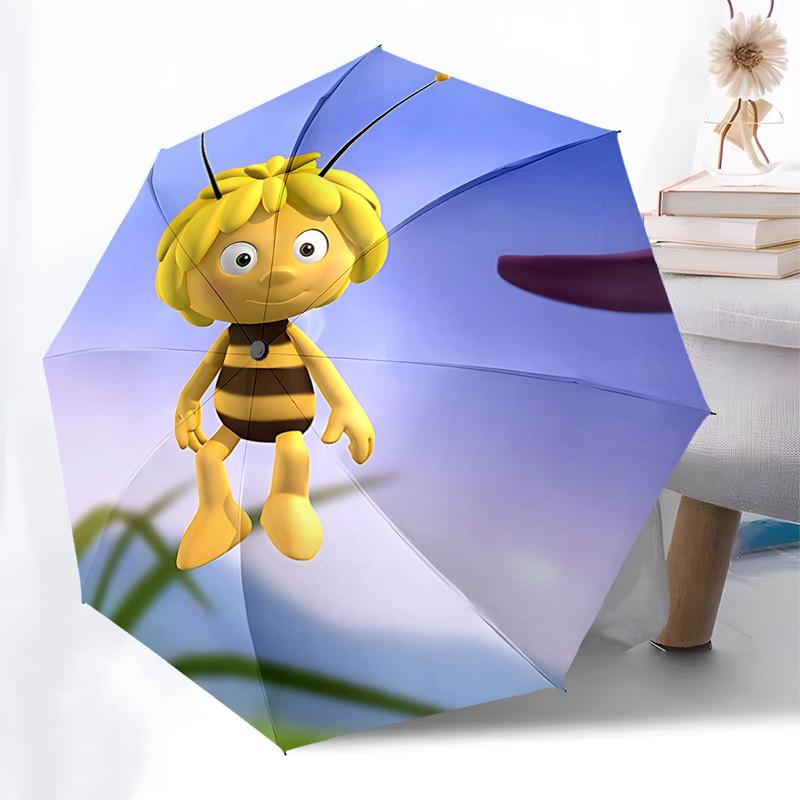 Automatic Opening and Closing Umbrella with Honeycomb Design Portable 3 Fold Design,8 Bone Iron Frame Outdoor Umbrella for Fans,Traveler