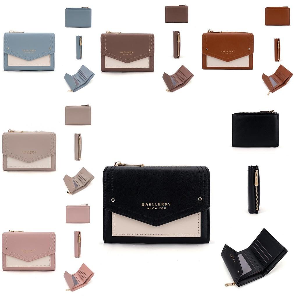 Blocked Short Color Wallet With Letter Print Design For Casual City Use Outin