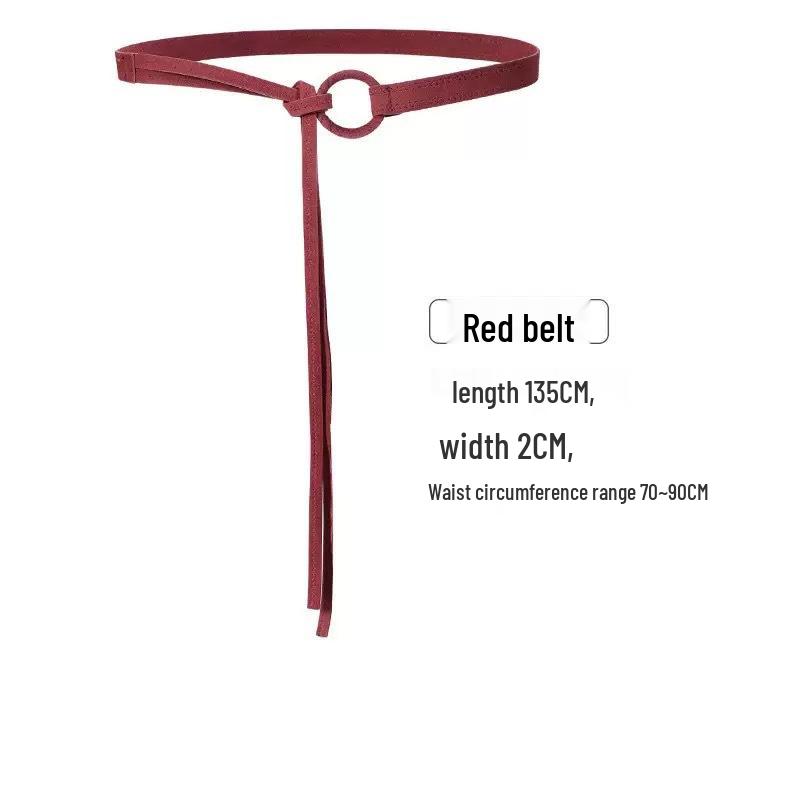 Foulard Vintage Rouge en Soie Ceinture - Ceinture Ruban Hip Hop Punk pour Femme avec Accent Chaîne pour Jeans