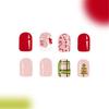 Short Square False Nails with Christmas Tree Christmas Press On Nails Stripes Full Cover Stick On Nails for Women Girls