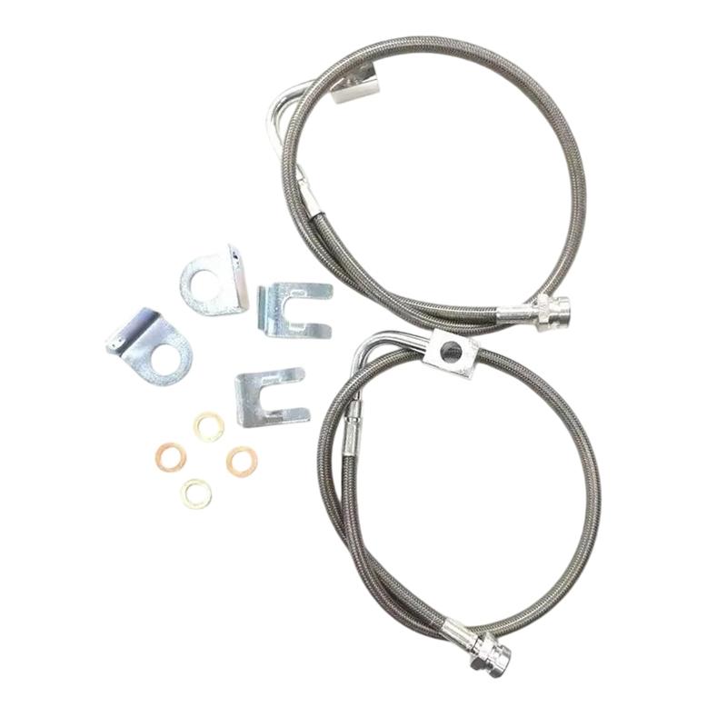 89708 Rear Brake Lines 2PCS Extended Braided- Stainless Steel Fit 4-6in Lift Jeep- Wrangler- JK 2007-2018 Replacement Parts Kit