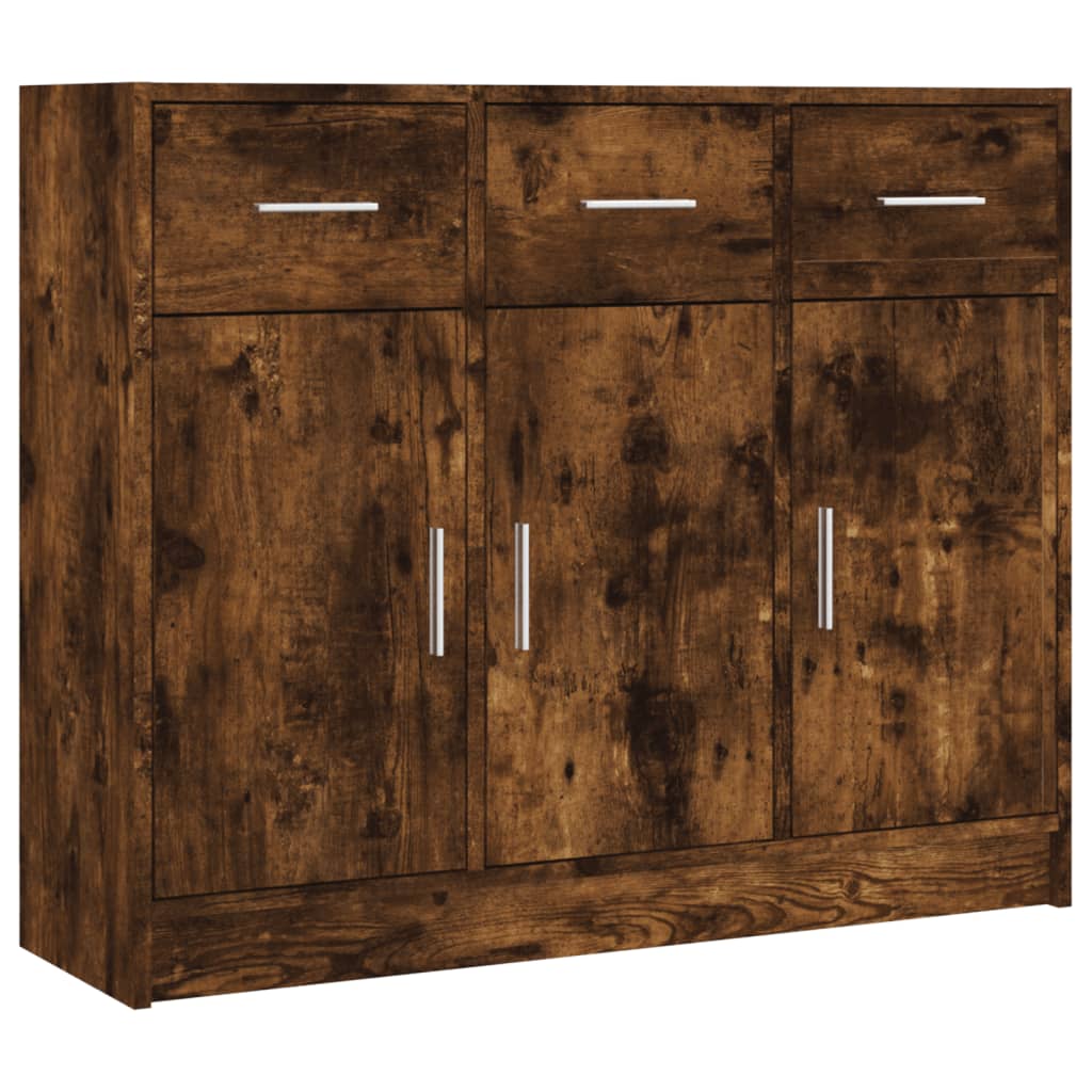 Sideboard Smoked Oak 91 X 28 X 75 Cm Wood Based Material