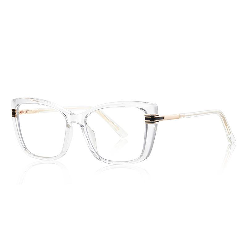 Elegant Full Rim Square Reading Glasses for Women, TR90 Frame, Clear Lenes, Magnification 0 to +6.0, blue light protection Glass
