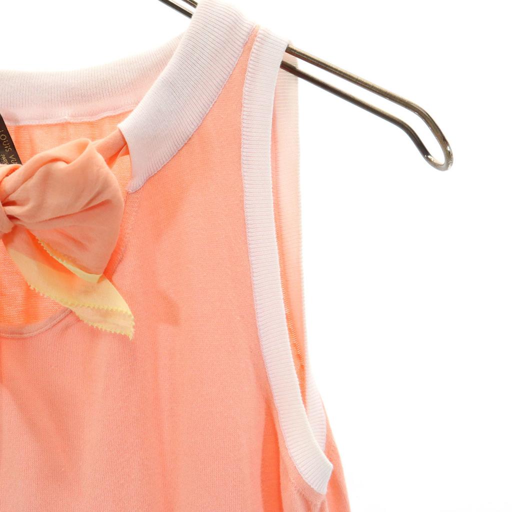 LOUIS VUITTON made in Italy Border Pattern No sleeve knit XS salmon pink Women Used