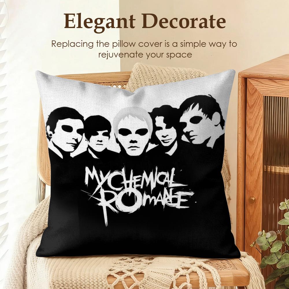 My CChemical RRomance Cushion Cover Natural Linen Organic Fabric DoubleSided Printing Sofa Home Decor Gift Pillow Case