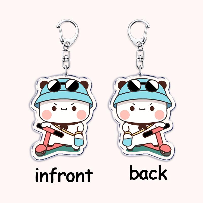Cute Bubu Love Dudu Yier Keychains Couple Bear Panda Keyrings for Accessories Bag Pendant Key Chain Jewelry Fans Lovers Gifts