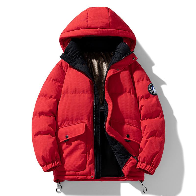 

Couple Winter Cotton-padded Clothes Thickened and Warm Teenagers Casual Outdoor Men s Loose and Versatile Cotton Clothes Trendy Jacket M красный