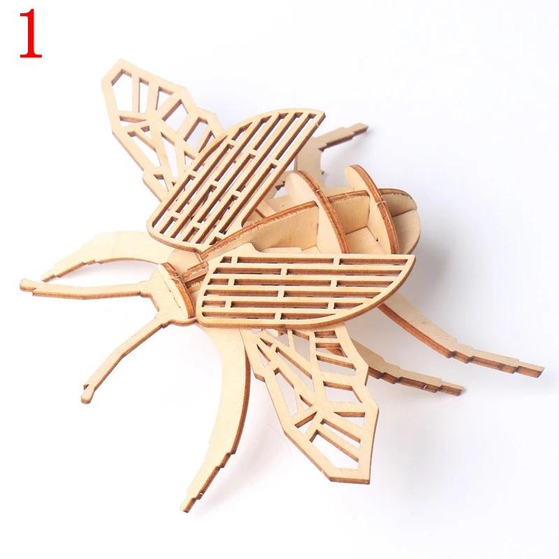 

Baby Toy 3D Wooden Puzzle Insect Animal Handmade Educational Assembly Toy Gift for Children Home Decorations