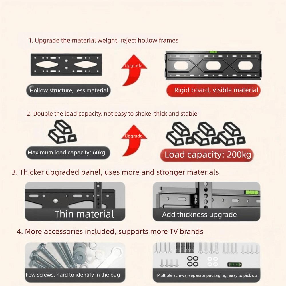 Uchwyt ścienny do telewizora z regulacją kąta nachylenia 32-65 cali Stojak Rama Nowy Wieszak do telewizora Uniwersalny