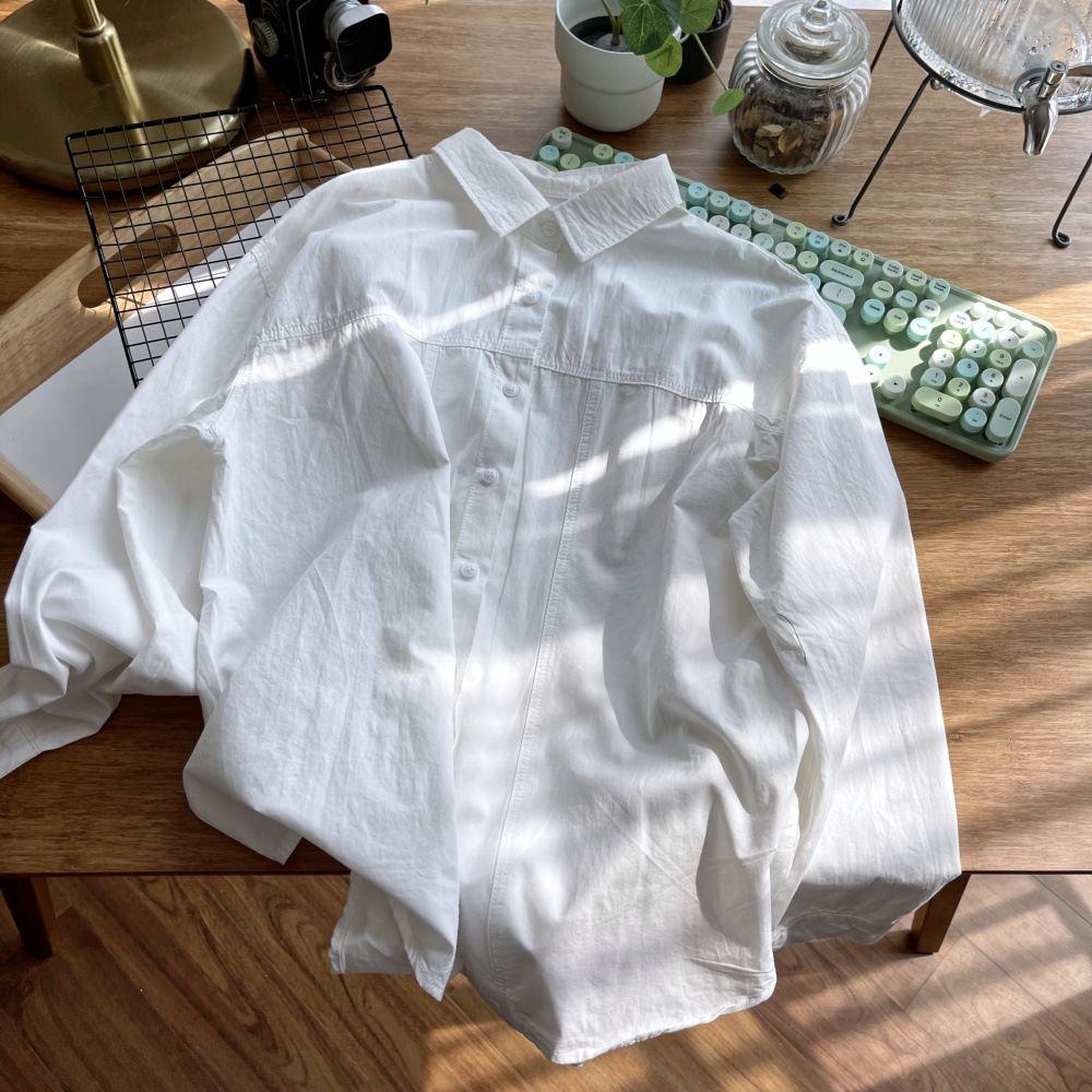Light Luxury Blue Pure Cotton Shirt Women's Long Sleeve Sun Protection Outerwear Elegant Chic Loose Top Shirt Jacket