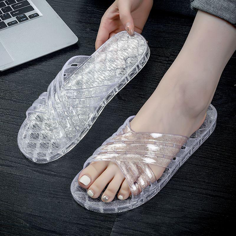 Crystal Clear Non-slip Jelly Slippers for Home & Shower