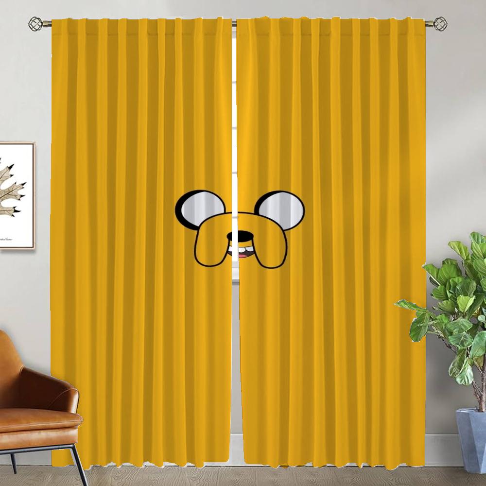 Adventures Time Home Interior Curtains 2 Pieces Partition Curtains for Living Room Curtain Halloween Decoration Shades Kitchen