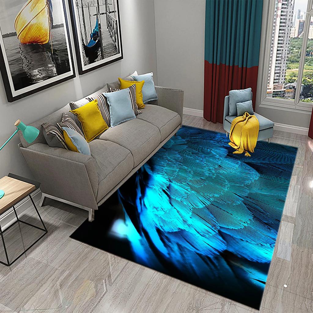 Colorful Feather Carpet for  Living Room Sofa Coffee Table Light Luxury Carpet Family Bedroom Bedside Rugs Bathroom Non-slip Rug